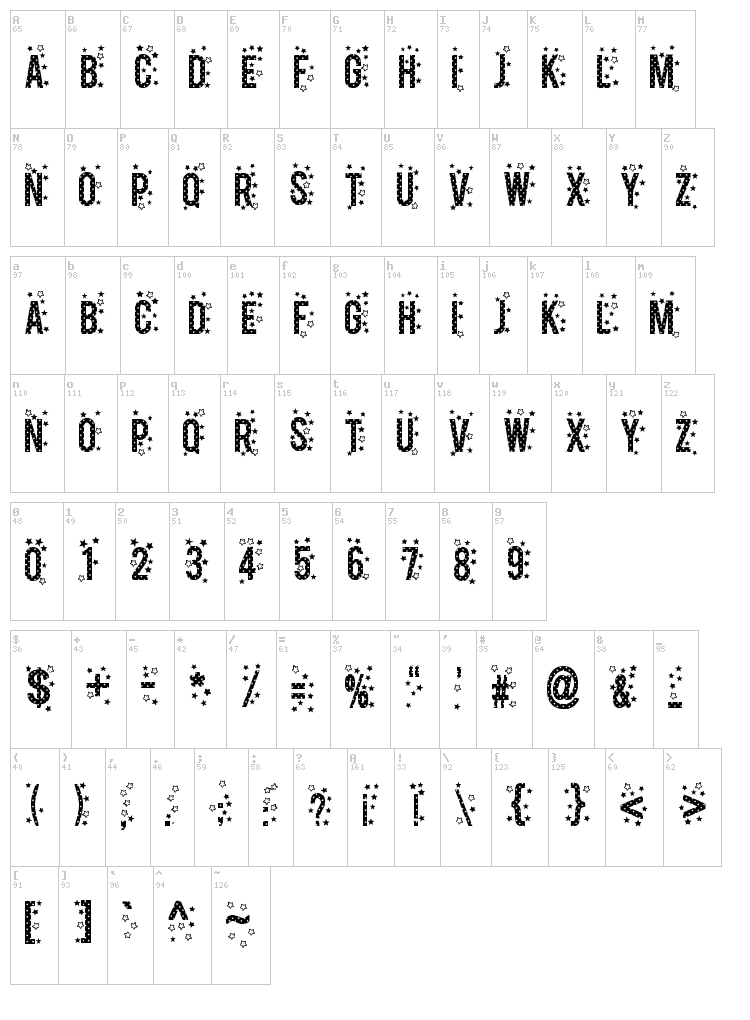 Stars TFB font map